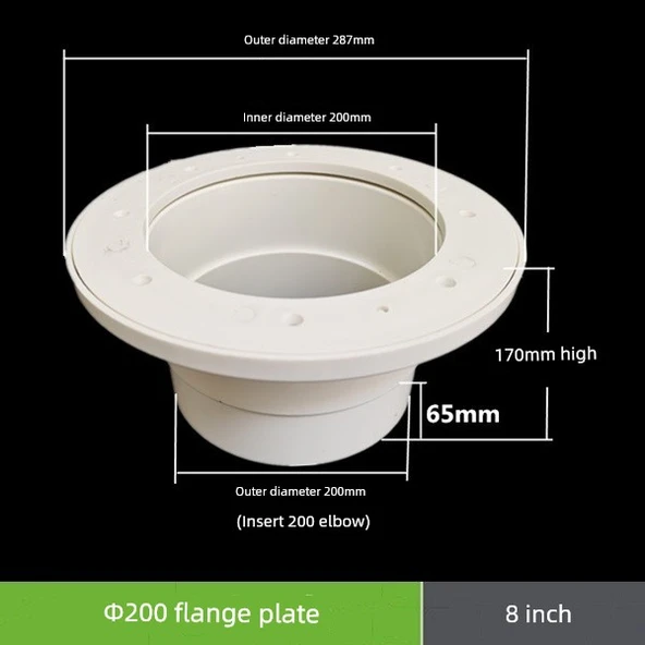 PVC Zemin Süzgeci Su Geçirmez Kumaş - 200mm Flanş Plaka (8 inç)