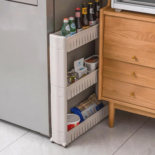 Mutfak Banyo Kapı Arkası Rafı - Üç Katlı Gri (54*12*71cm) - 5