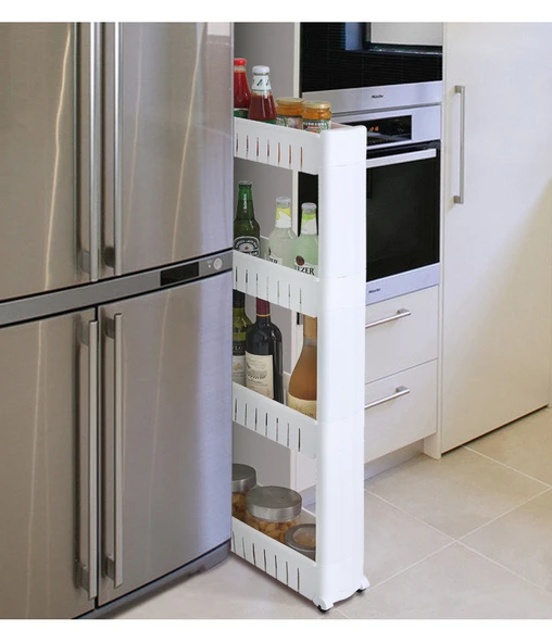 Mutfak Banyo Kapı Arkası Rafı - 4 Katlı - Beyaz (54x12x101cm)