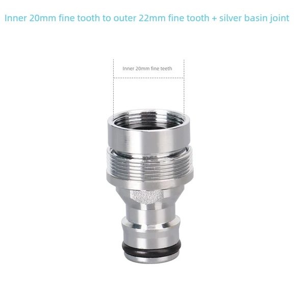 Çamaşır Makinesi Musluk Adaptörü - İç 20mm İnce Diş - Dış 22mm İnce Diş + Gümüş Lavabo Bağlantısı