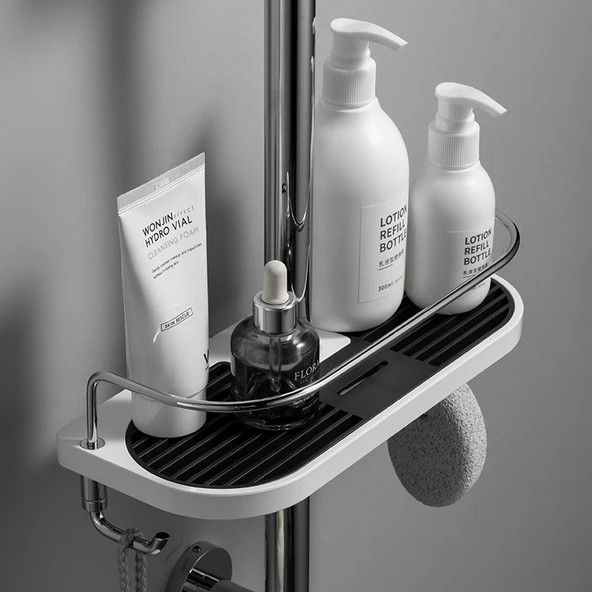 Deliksiz Paslanmaz Çelik Banyo Organizeri - Klasik (Kancalı Olmayan) - Yuvarlak Çubuk Montajı - 3