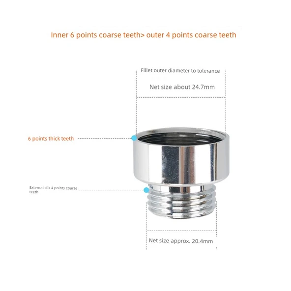 Çamaşır Makinesi Musluk Adaptörü - Dış 22mm İnce Diş - Dış 22mm İnce Diş + Gümüş Lavabo Bağlantısı - 5