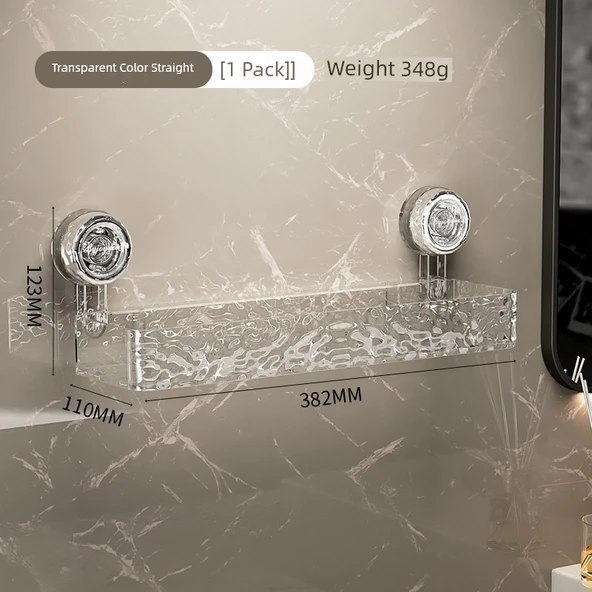 Vantuzlu Banyo Rafı - Şeffaf Düz