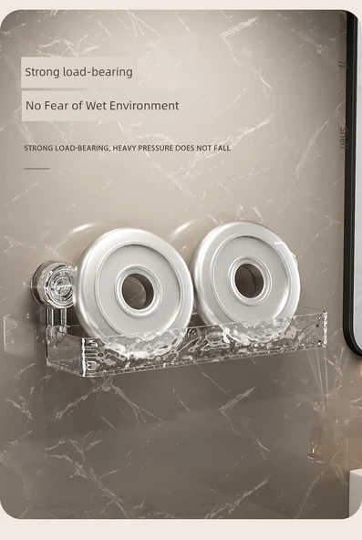 Vantuzlu Banyo Rafı - Şeffaf Set (Düz + Köşe) - Resim 9