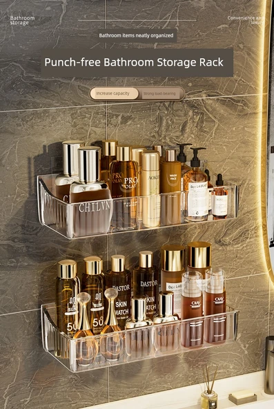 Duvara Monte Banyo Rafı - İnce Şeffaf Renkli 2'li Paket - 7