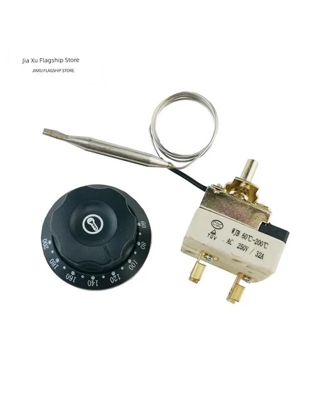 Elektrikli Izgara Termostatı 50-250 ℃ 250V 16A, 3 Pinli Fiş Kablo, Beyaz Zemin - 5