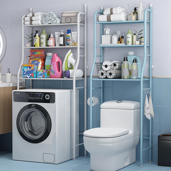 Siyah 2 Katmanlı Çamaşır Makinesi Rafı - Kapaklı Model - 2