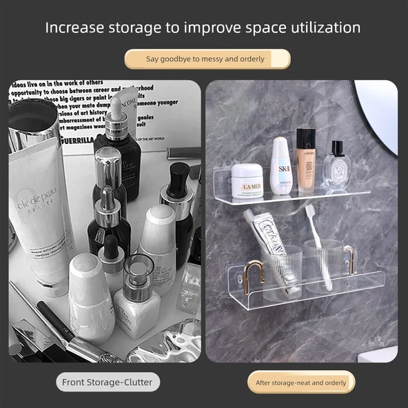 Deliksiz Akrilik Tuvalet Rafı - U Şekilli Daraltılmış 5x50 - Resim 3