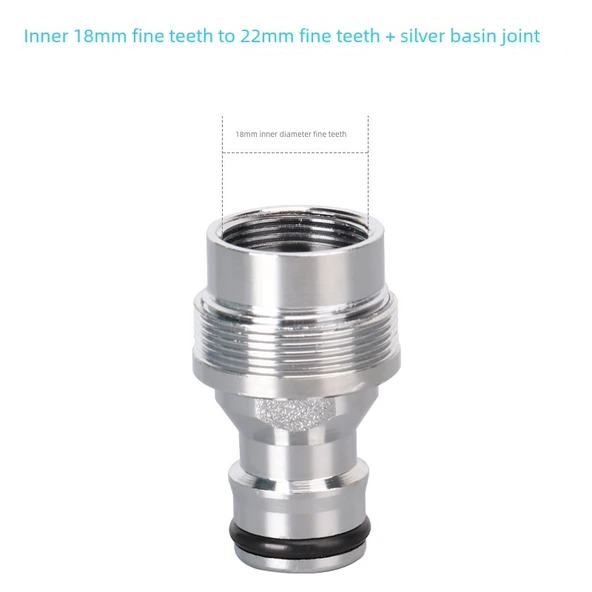 Çamaşır Makinesi Musluk Adaptörü - İç 18mm İnce Diş - Dış 22mm İnce Diş + Gümüş Lavabo Bağlantısı