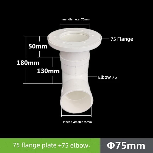 PVC Zemin Süzgeci Su Geçirmez Kumaş - 75mm Flanş + Dirsek