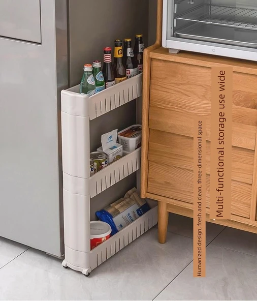 Mutfak Banyo Kapı Arkası Rafı - Üç Katlı Gri (54*12*71cm) - 8