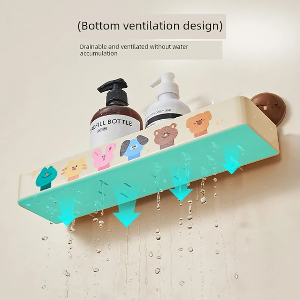 Vantuzlu Banyo Rafı - Duvara Monte - Hayvan Desenli * 2 Adet - 4
