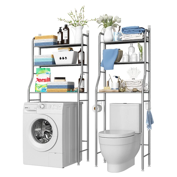 Siyah 2 Katmanlı Çamaşır Makinesi Rafı - Kapaklı Model - 6