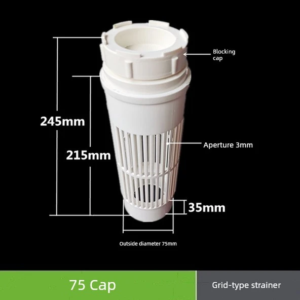 PVC Zemin Süzgeci Su Geçirmez Kumaş - 75 Tıkaç Kapağı + Φ75 Izgara Süzgeç