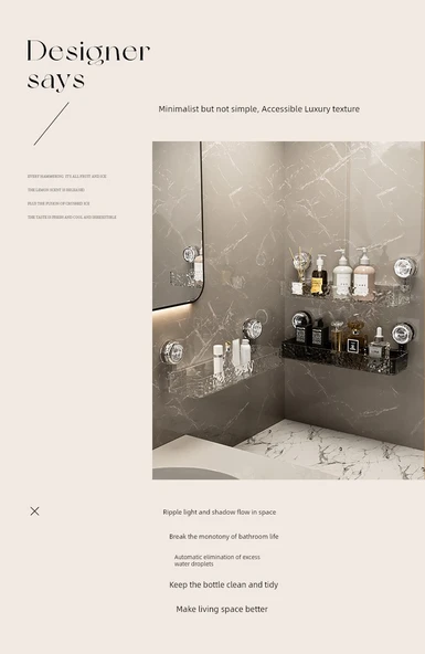 Vantuzlu Banyo Rafı - Şeffaf Set (Düz + Köşe) - Resim 8