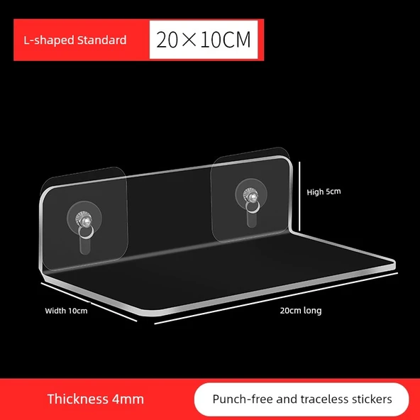 Deliksiz Akrilik Tuvalet Rafı - L Tipi Standart 10x20