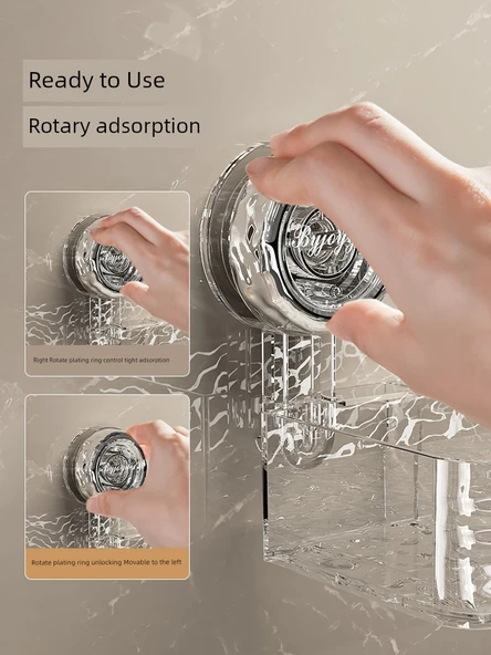 Vantuzlu Banyo Rafı - Şeffaf Set (Düz + Köşe) - Resim 3