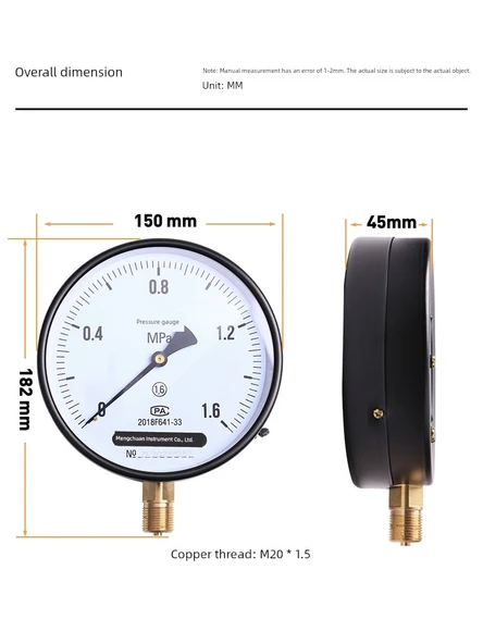 Y150 Basınç Ölçer - 0 - 0.4MPa (4kg) - 2