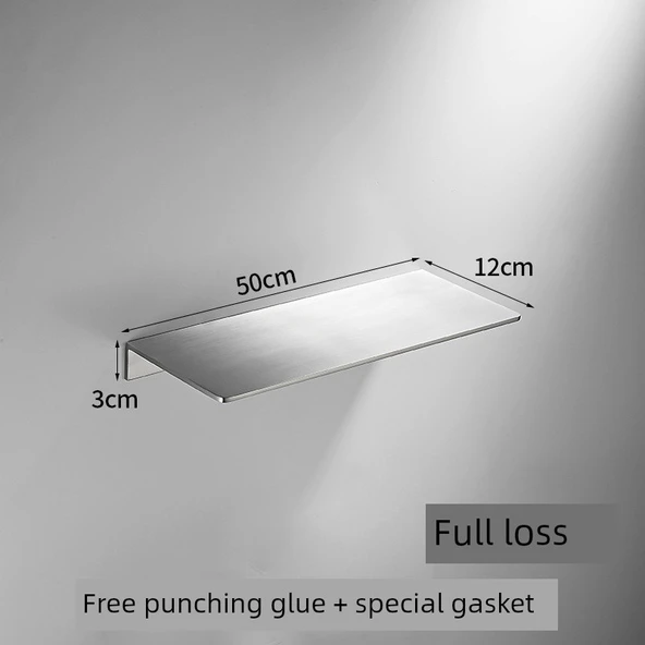 304 Paslanmaz Çelik Banyo Köşe Rafı - 50cm Düz (Tel Çekme), Çıkartılabilir