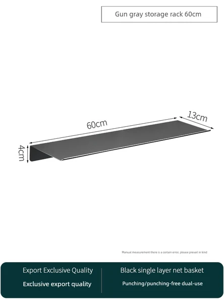 304 Paslanmaz Çelik Banyo Köşe Rafı - 60cm Kenar Kıvrımlı, Su Kaplama