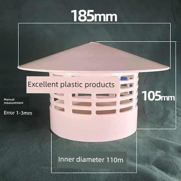 PVC Yağmur Şapkası Çatı Havalandırma Baca Kapağı - 110mm Kuş ve Fare Önleyici