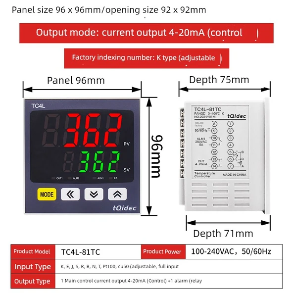 TC4L Dijital PID Sıcaklık Kontrol Cihazı - 4-20mA Kontrol