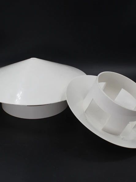 PVC Yağmur Şapkası Çatı Havalandırma Baca Kapağı - 250mm Kuş ve Fare Önleyici - 2