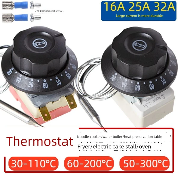 AC16A Termostat Kontrol Cihazı - Siyah Kapak 30-110 Kırmızı 2 Açılı - 2