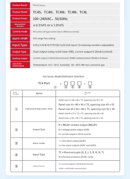 TC4L Dijital PID Sıcaklık Kontrol Cihazı - 30A Röle Çıkışı - 9