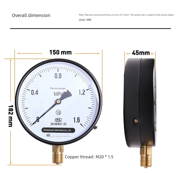 Y150 Basınç Ölçer - 0 - 0.4MPa (4kg) - 6
