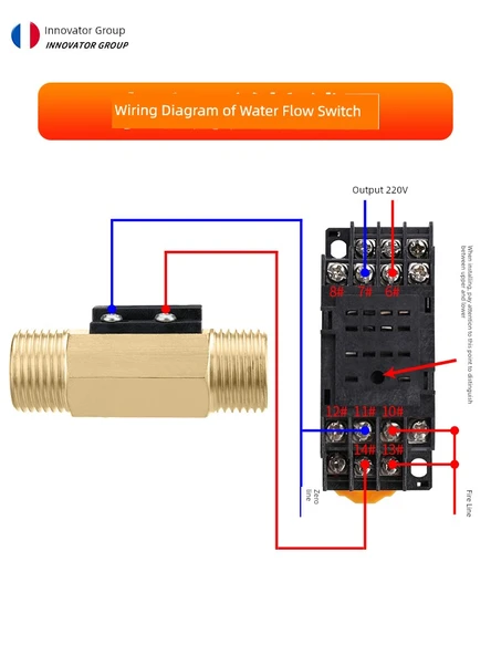 DN15 DN20 Bakır Manyetik Su Akış Anahtarı - 4.2 Metre AC110V + Oturaklı - 6