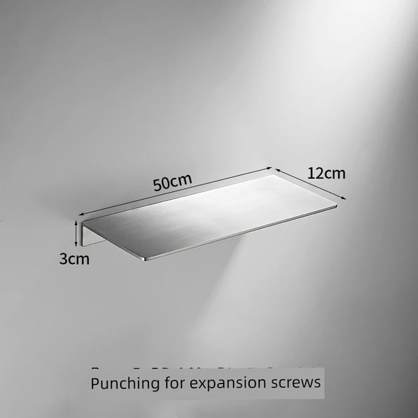 304 Paslanmaz Çelik Banyo Köşe Rafı - 50cm Düz (Fırçalı), Vidalı