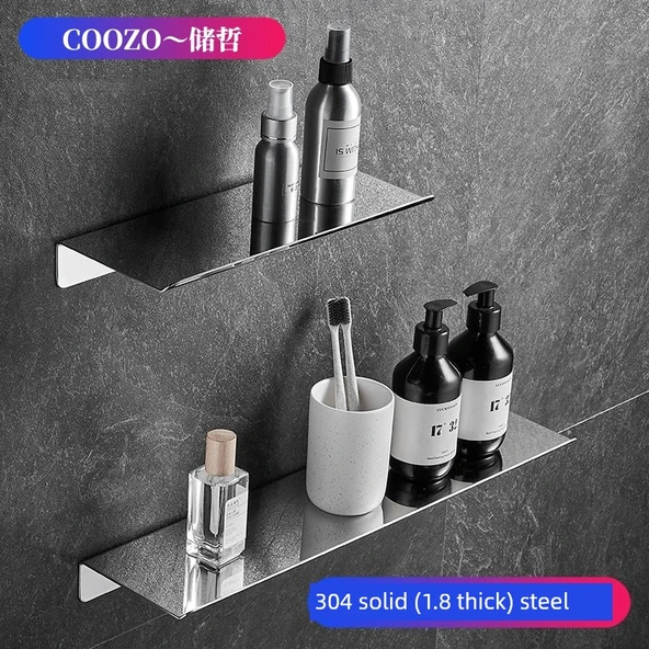 304 Paslanmaz Çelik Banyo Köşe Rafı - 60cm Kenar Desenli, Vidalı - 2
