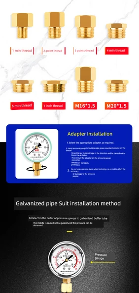 Y60 Basınç Ölçer - Adaptör M14/1 Min - 8