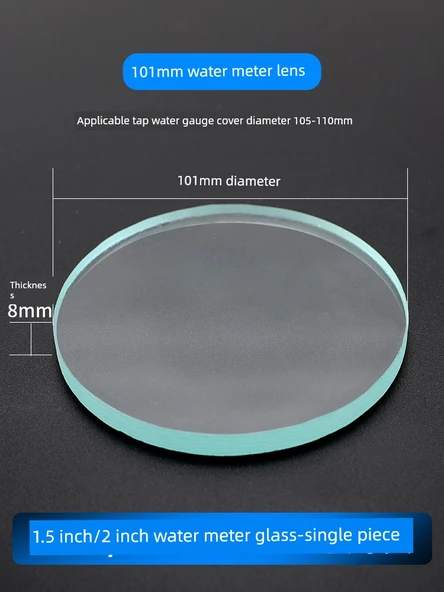 Su Sayacı Camı 1.5/2 inç Çap 101mm * 8mm Tek Adet