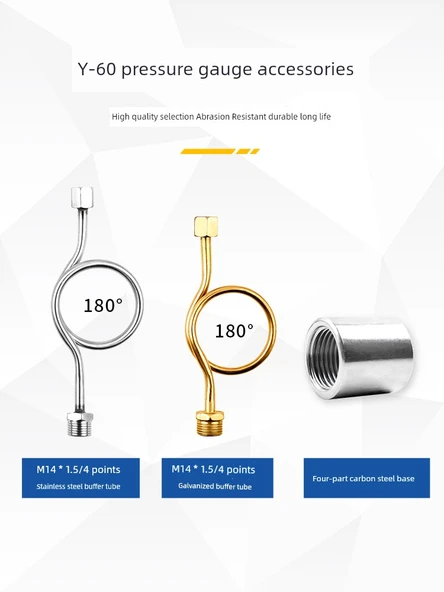Y60 Su Basınç Ölçer 0-1.6MPa +180 Derece Galvanizli Tampon Tüpü - 5
