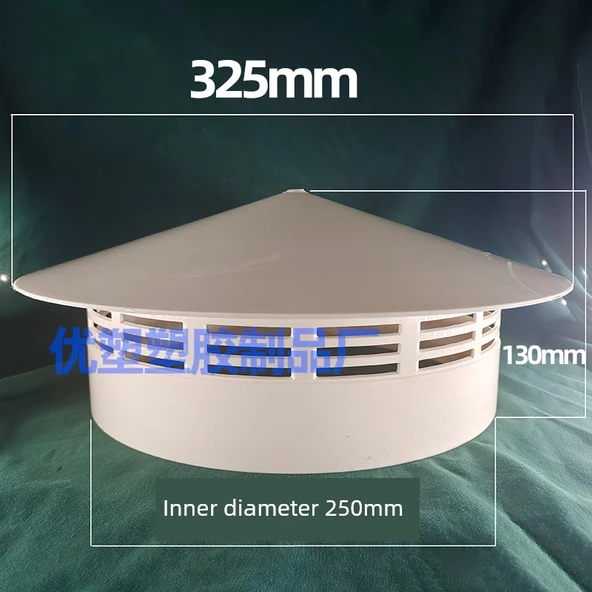 PVC Yağmur Şapkası Çatı Havalandırma Baca Kapağı - 250mm Kuş ve Fare Önleyici