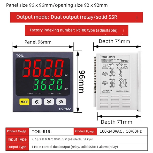 TC4L Dijital PID Sıcaklık Kontrol Cihazı - Pt100 Tipi, Çift Çıkış