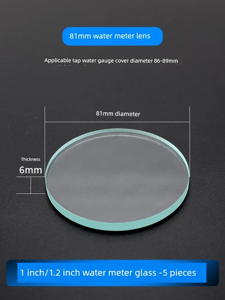 Su Sayacı Camı 1/1.2 inç Çap 81mm * 6mm 5 Adet
