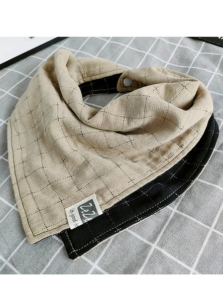 Pamuklu Çocuk Fular - Siyah Kahve Küçük Kontrast Renkli - Resim 6