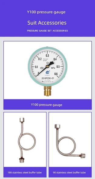 Y100 Basınç Ölçer - Üstten Üç Yollu Musluklu Model [0-1.0mpa] - 8