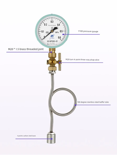 Y100 Basınç Ölçer - 90 Derece Üç Yollu Vana Model [0-2.5mpa] - 11