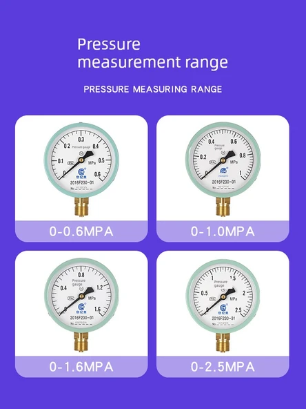 Y100 Basınç Ölçer - Üstten Üç Yollu Musluklu Model [0-1.0mpa] - 4