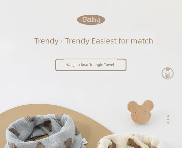 Ayıcık Desenli Pamuklu Bebek Boyunluk - PT Gri Fırlatma Ayı Sarı - Resim 8