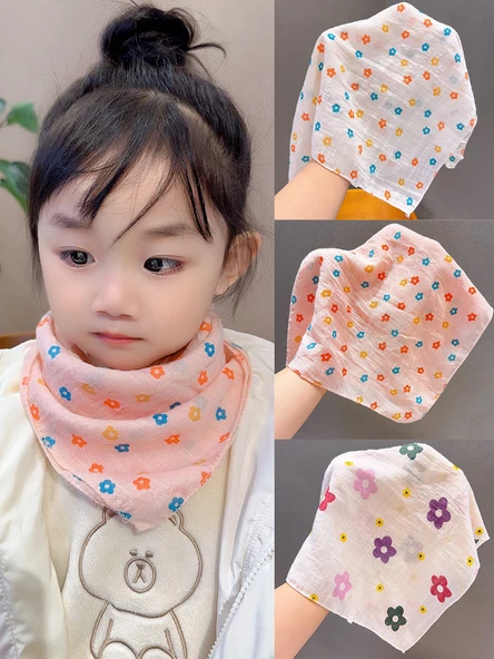 Kare Desenli Çocuk Fular - Çilek Desenli Pembe - Resim 3