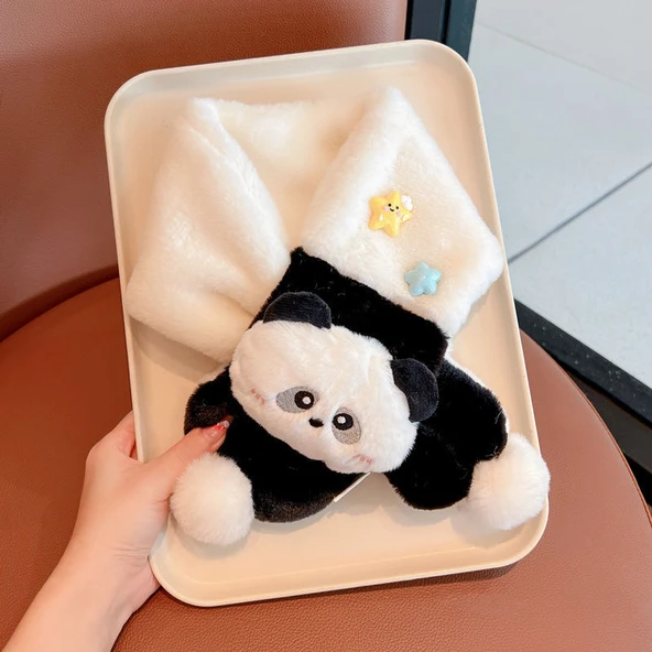Çocuk Kışlık Peluş Karikatürlü Boyunluk - Sevimli Panda (6 Ay - 12 Yaş)