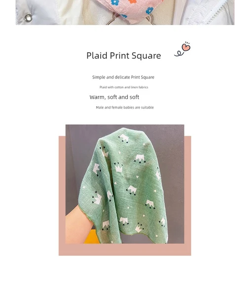 Kare Desenli Çocuk Fular - Çilek Desenli Pembe - Resim 8