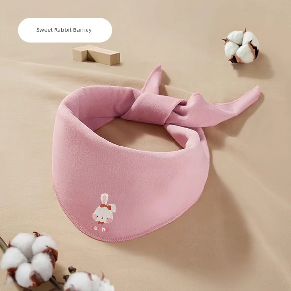 Çocuk Kışlık Rüzgar Geçirmez Üçgen Bandana - Tatlı Tavşan Barney 93.5x32cm
