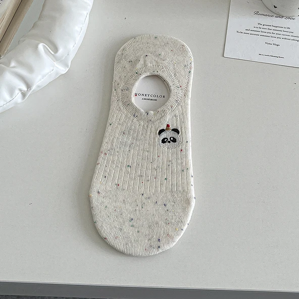 Sevimli Panda Desenli Pamuklu Patik Çorap - 2 Çift