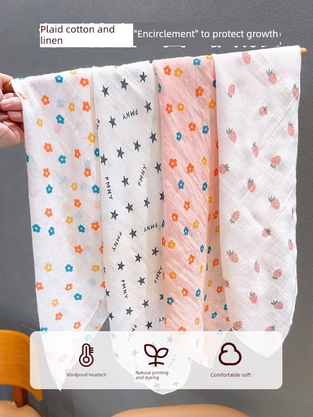 Kare Desenli Çocuk Fular - Çilek Desenli Pembe - Resim 6